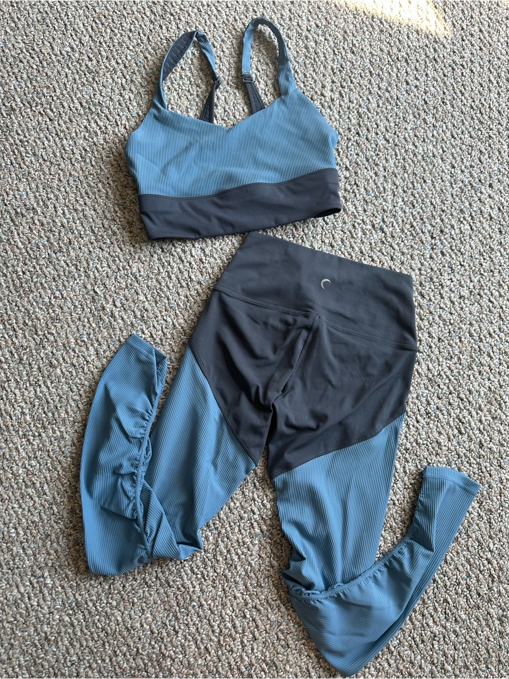 Zyia Active Blue and Grey Women's Activewear Set - Sports Bra & Leggings